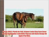 Pferde 10037 Pferde im Feld Schwarz Leder Klap Case Cover Tasche Aufklappbar Lederh?lle Flipcase