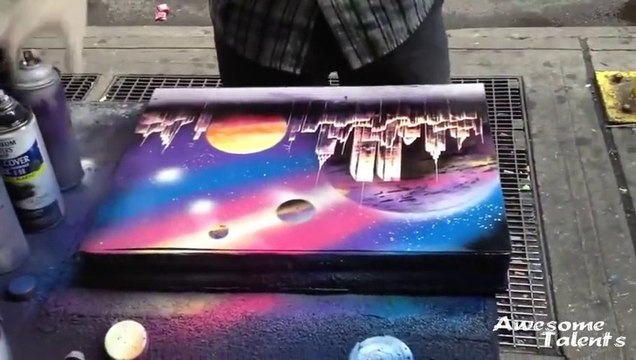 Speed Painting the Picture of Space (Street Spray Paint)