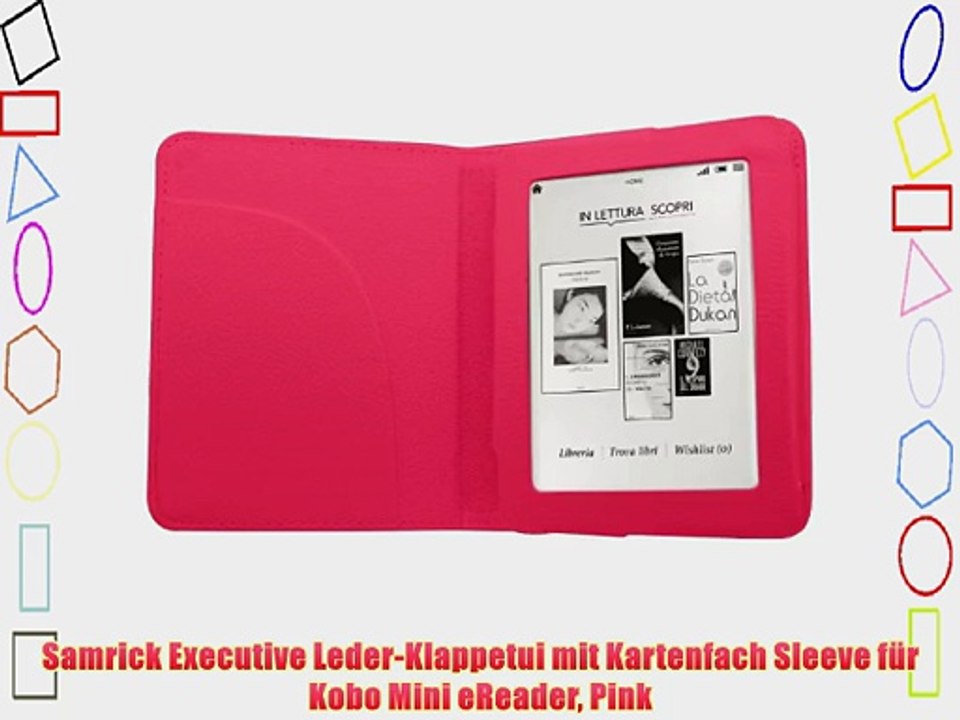 Samrick Executive Leder-Klappetui mit Kartenfach Sleeve f?r Kobo Mini eReader Pink