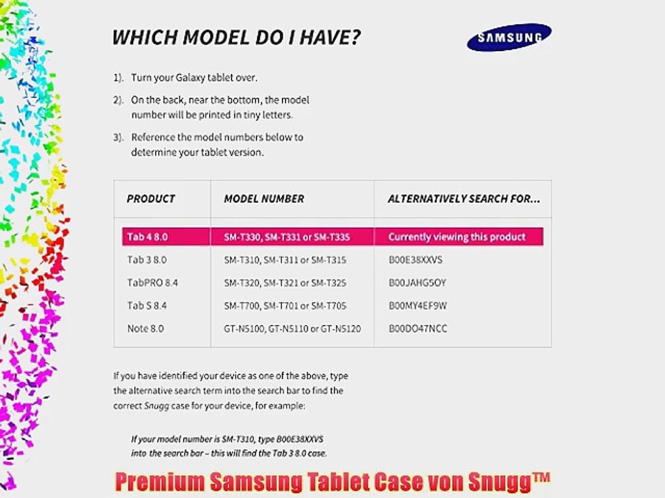 Snugg? Galaxy Tab 4 8 Zoll H?lle (Hei? Rosa) - Smart Case mit lebenslanger Garantie