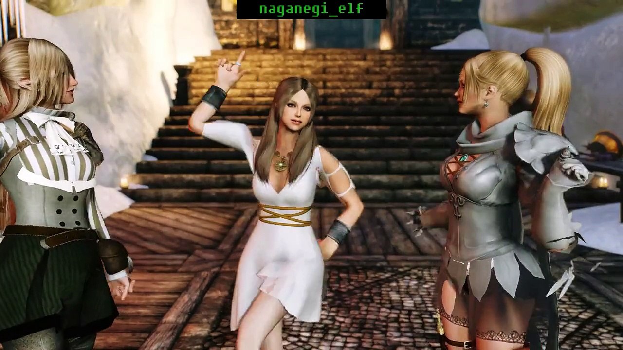 SKYRIM☆Hurly Burlyを女エルフ3人で踊ってみた(HDT)