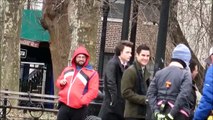 bts of Darren Criss, Chris Colfer, Chord Overstreet & Lea Michele filming in NYC