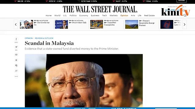 政府惯用人民钱救济 WSJ: 国油恐为1MDB买单