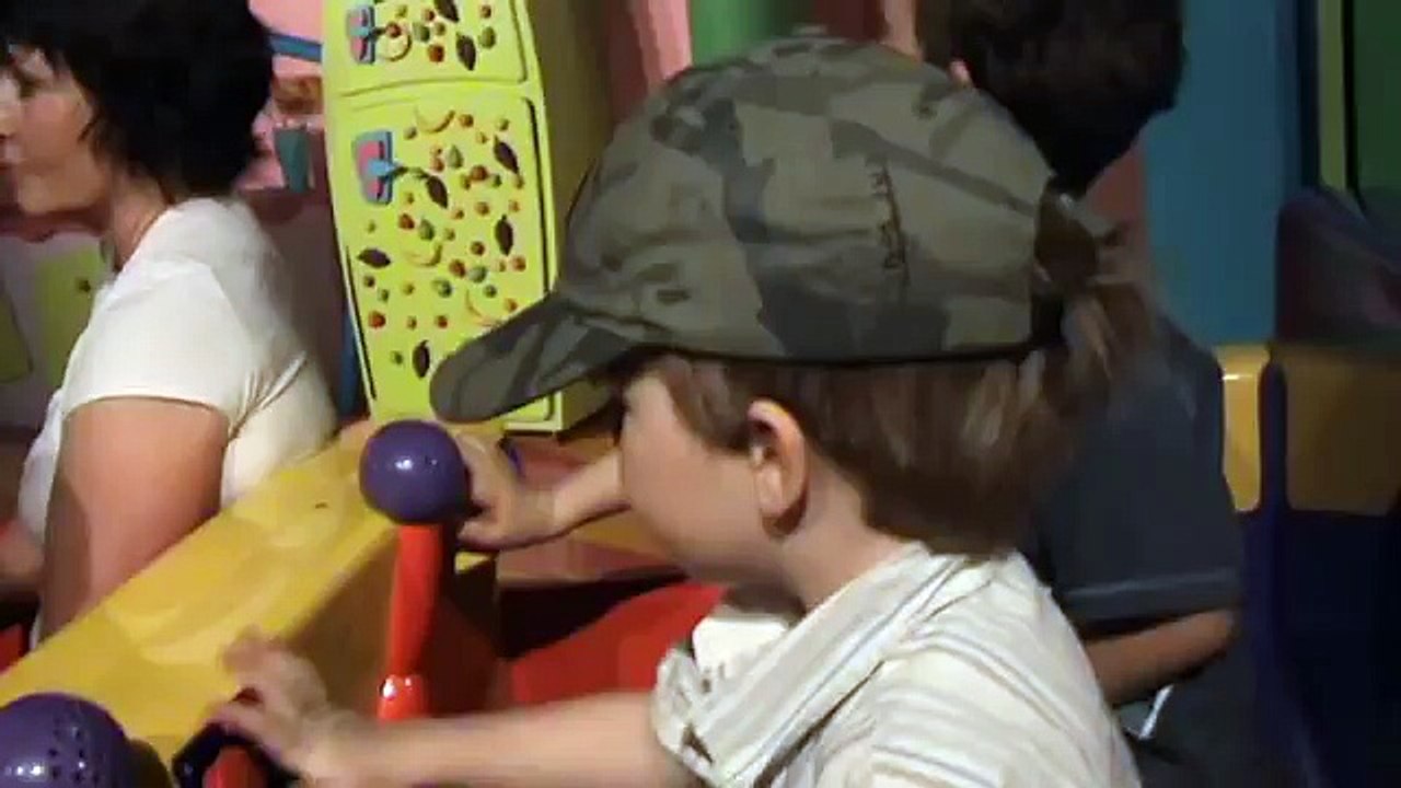 Dreamworld's Wiggles Big Red Car Ride - Noah getting into it