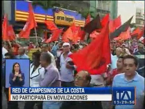 La Red de campesinos de la Costa no participará en movilizaciones