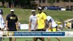 Steelers QBs work 'trash can drill'