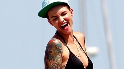 Ruby Rose Shows Off Her Tattooed Bikini Body On A Yacht in Ibiza