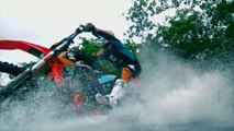 Robbie Maddison takes to the waves on a dirt bike