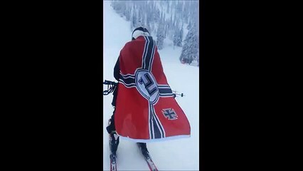 Ben Garrison - Evil Bigot skiing down a kiddie slope wearing a nazi flag