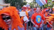 Holland fans.Parade of fanaticisms before a match Netherlands is Portugal. EURO-2012  Kharkov.