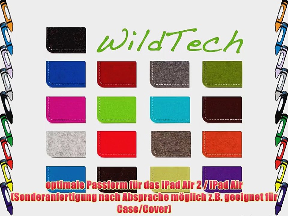 WildTech Sleeve f?r iPad Air 2 / iPad Air H?lle Tasche - 17 Farben (made in Germany) - Pink