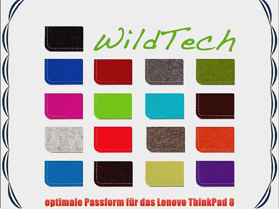 WildTech Sleeve f?r Lenovo ThinkPad 8 H?lle Tasche Filz - 17 Farben (made in Germany) - Petrol