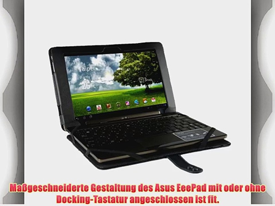 igadgitz Schwarz Echte Ledertasche Leder Tasche case H?lle f?r Asus Eee Pad Transformer