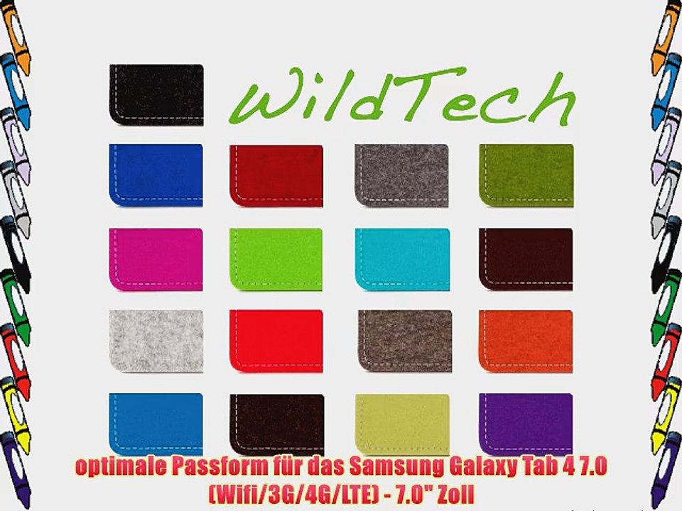 WildTech Sleeve f?r Samsung Galaxy Tab 4 7.0 H?lle Tasche Filz - 17 Farben (made in Germany)