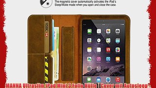 MANNA Ultraslim iPad Mini 3 Folio H?lle | Cover mit Autosleep - Funktion | Case aus Nubuk Leder