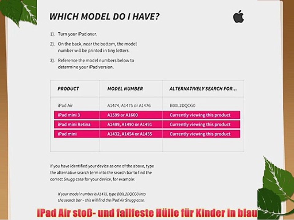 Snugg iPad Air H?lle (Blau) - Case f?r Kinder mit lebenslanger Garantie   Sto?- und Fallfest