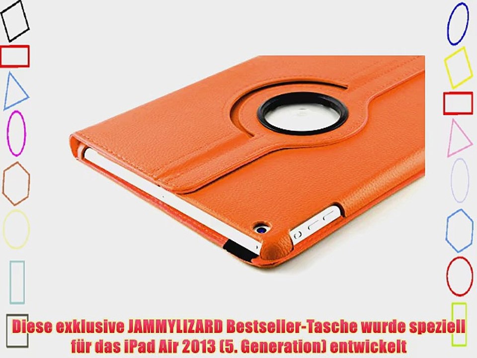 JAMMYLIZARD | 360 Grad rotierende Ledertasche H?lle f?r iPad Air 2013 (5. Generation) ORANGE