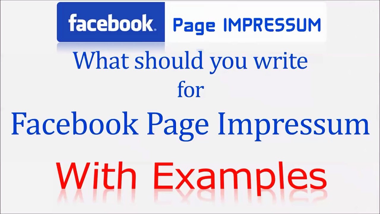 Facebook Impressum: What should you write with examples - video
