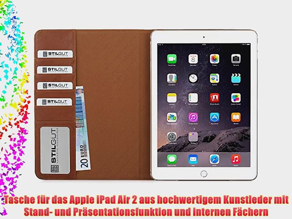 StilGut? Vinur Serie H?lle mit Standfunktion und Kreditkartenf?cher f?r Apple iPad Air 2 cognac