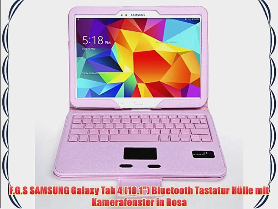 F.G.S SAMSUNG Galaxy Tab 4 (10.1) Bluetooth Tastatur H?lle mit Kamerafenster in Rosa