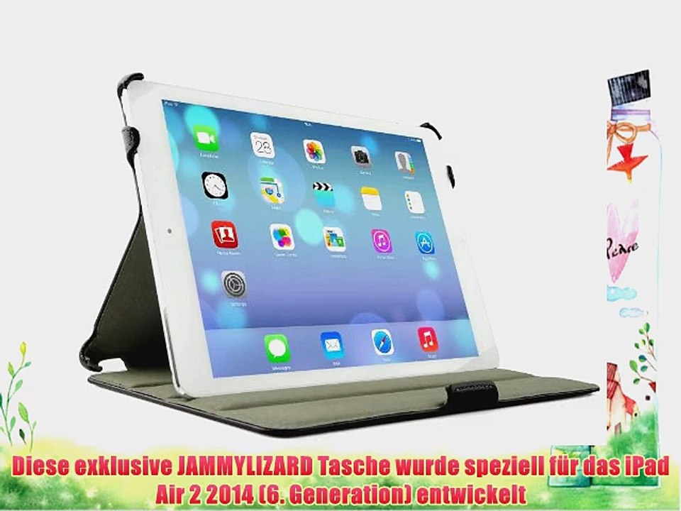 JAMMYLIZARD | JL Ultra Slim Smart Case Lederh?lle f?r iPad Air 2 2014 (6. Generation) SCHWARZ