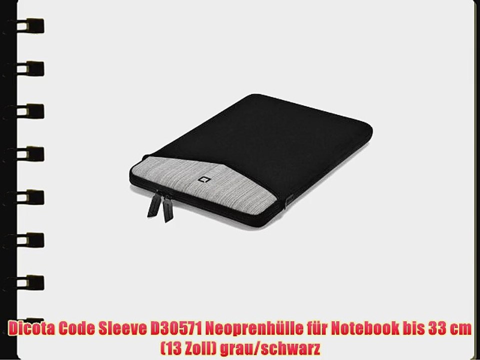Dicota Code Sleeve D30571 Neoprenh?lle f?r Notebook bis 33 cm (13 Zoll) grau/schwarz