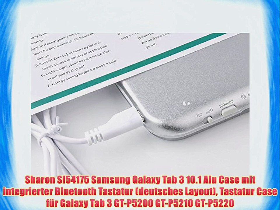 Sharon SI54175 Samsung Galaxy Tab 3 10.1 Alu Case mit integrierter Bluetooth Tastatur (deutsches