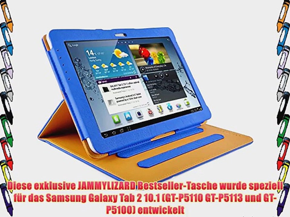 JAMMYLIZARD | Smart Case Ledertasche f?r Samsung Galaxy Tab 2 10.1 BLUE