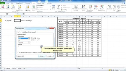 Excel'de hücre içerisine açılır kutu ekleme