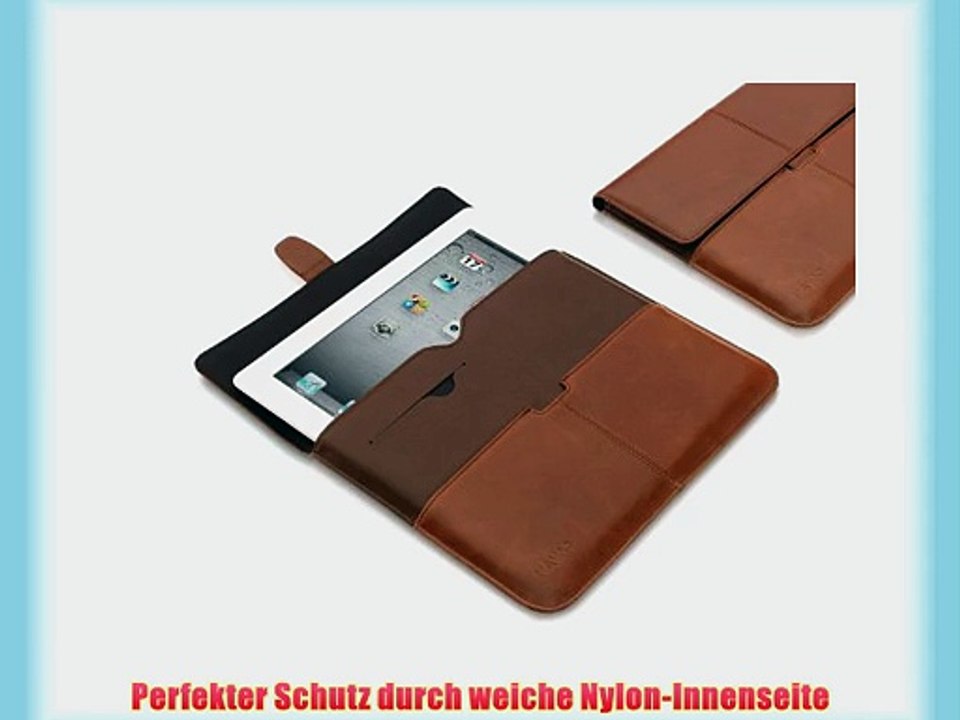 KAVAJ Ledertasche Case Envelope Milano f?r das neue Apple iPad 4 iPad 3 und iPad 2 cognac aus