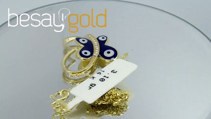 Nazar Boncuklu Kelebek Altın Kolye