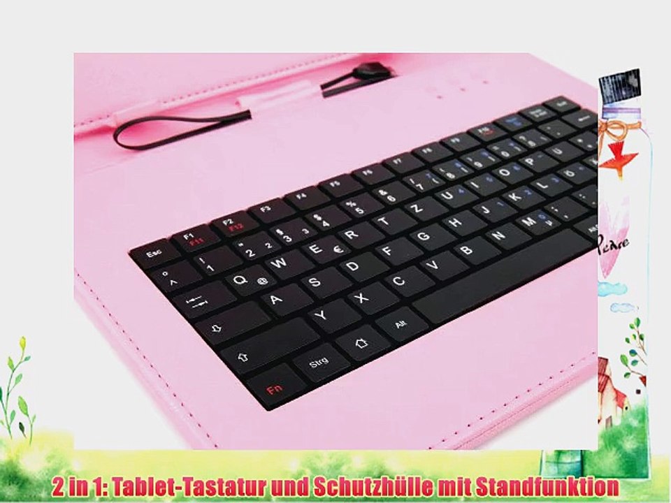 Deutsche Tastatur rosane Tableth?lle und 5-facher Verteiler f?r Medion LifeTab S10345 (MD 99042)