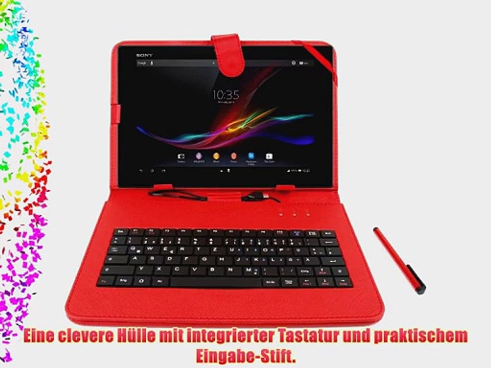 DURAGADGET H?lle mit integrierter QWERTZ-Tastatur f?r SONY Xperia Z2 Tablet PCs (ROT)