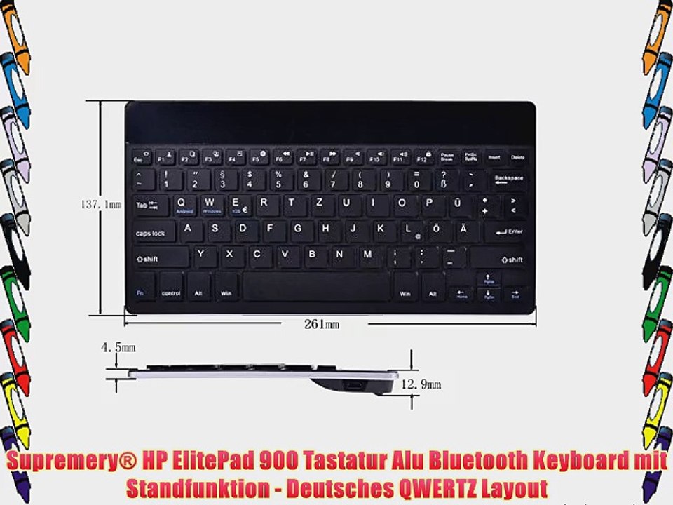 Supremery? HP ElitePad 900 Tastatur Alu Bluetooth Keyboard mit Standfunktion - Deutsches QWERTZ