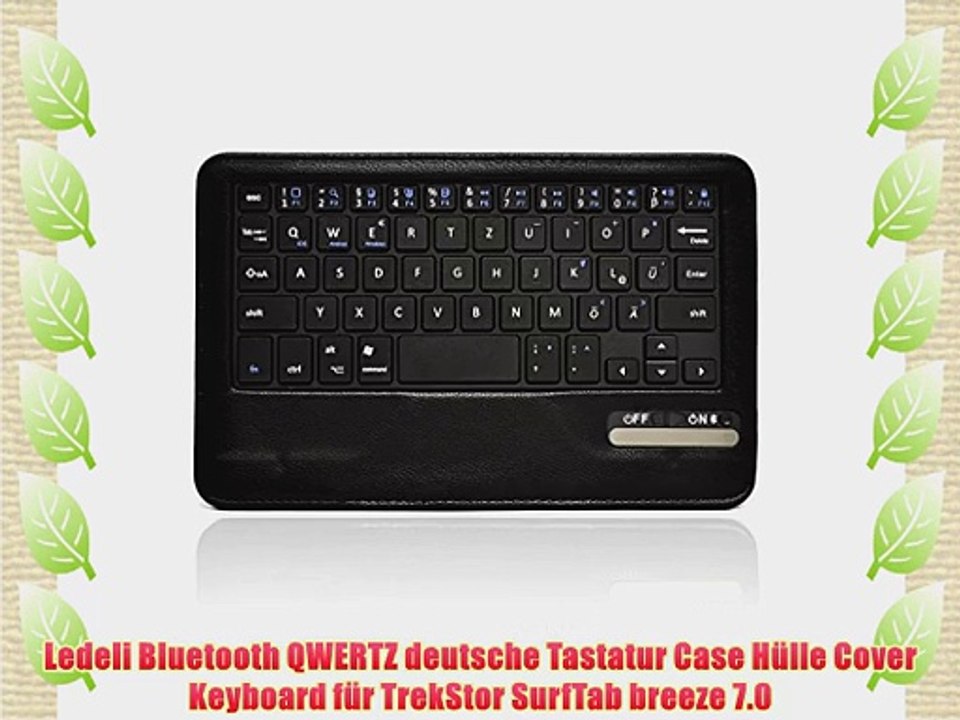 Ledeli Bluetooth QWERTZ deutsche Tastatur Case H?lle Cover Keyboard f?r TrekStor SurfTab breeze
