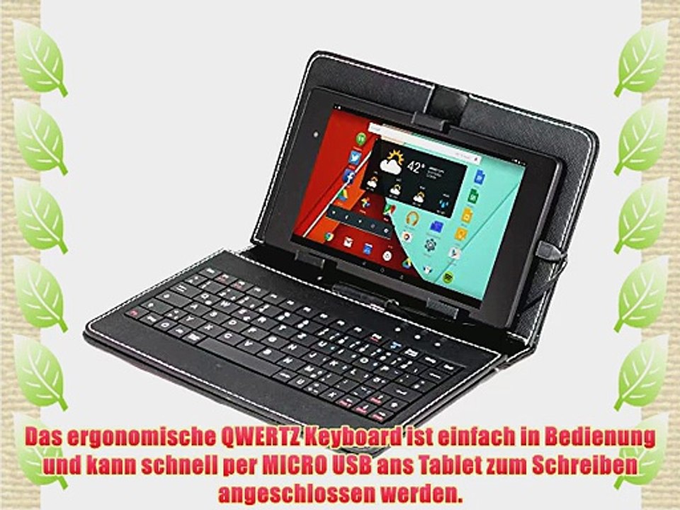 Navitech Micro USB Keyboard mit deutschem QWERTZ Layout mit bycast Leder St?nder in Schwarz