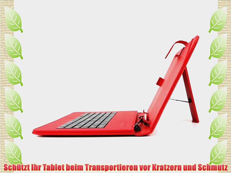 Rote Tablet-H?lle mit deutscher Micro-USB-Tastatur f?r Toshiba AT300 und Folio 100