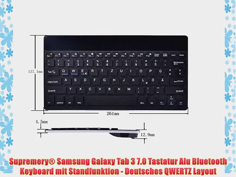 Supremery? Samsung Galaxy Tab 3 7.0 Tastatur Alu Bluetooth Keyboard mit Standfunktion - Deutsches