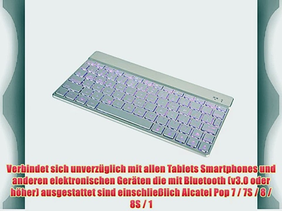 Cooper Cases (TM) Aurora Alcatel Pop 7 / 7S / 8 / 8S / 10 Bluetooth Funktastatur in Silber