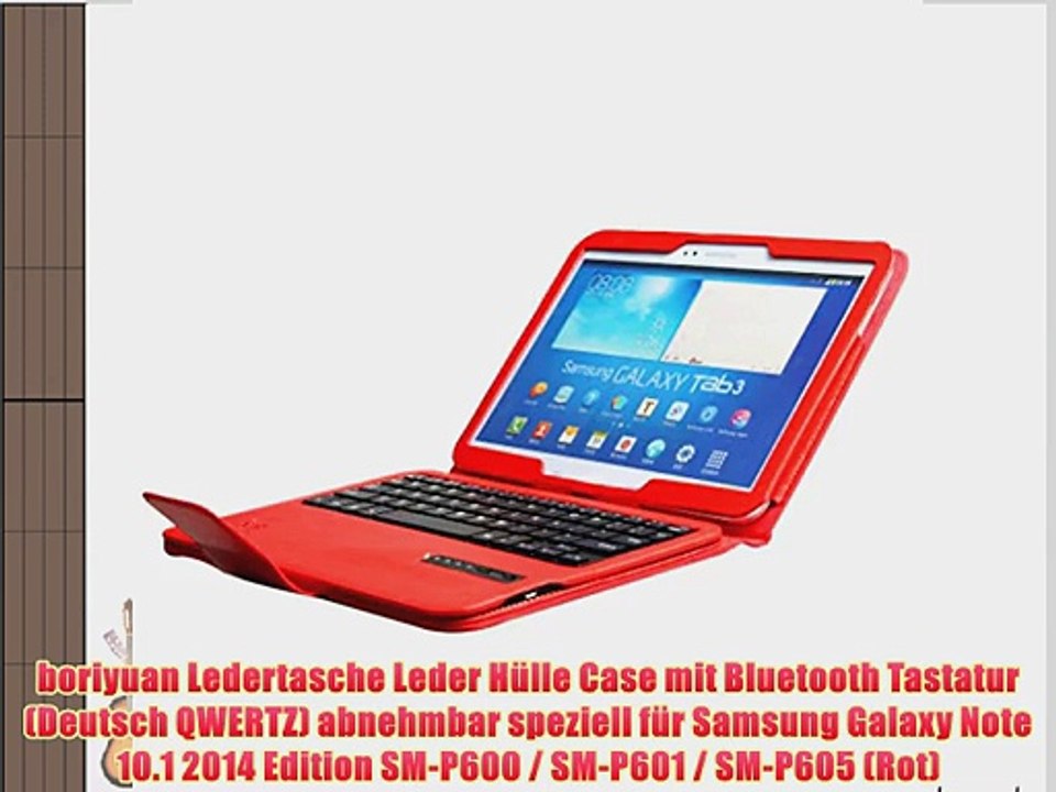 boriyuan Ledertasche Leder H?lle Case mit Bluetooth Tastatur (Deutsch QWERTZ) abnehmbar speziell