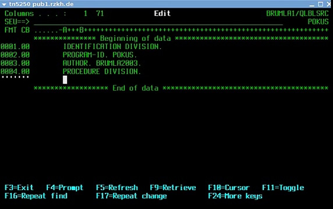 Hello world in Cobol