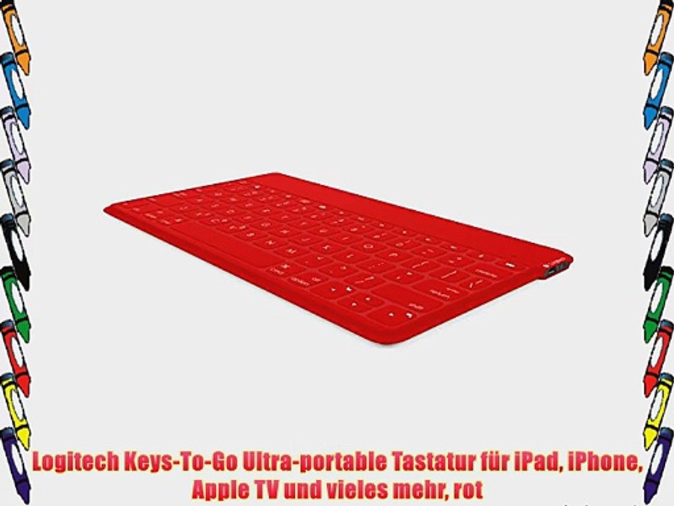 Logitech Keys-To-Go Ultra-portable Tastatur f?r iPad iPhone Apple TV und vieles mehr rot