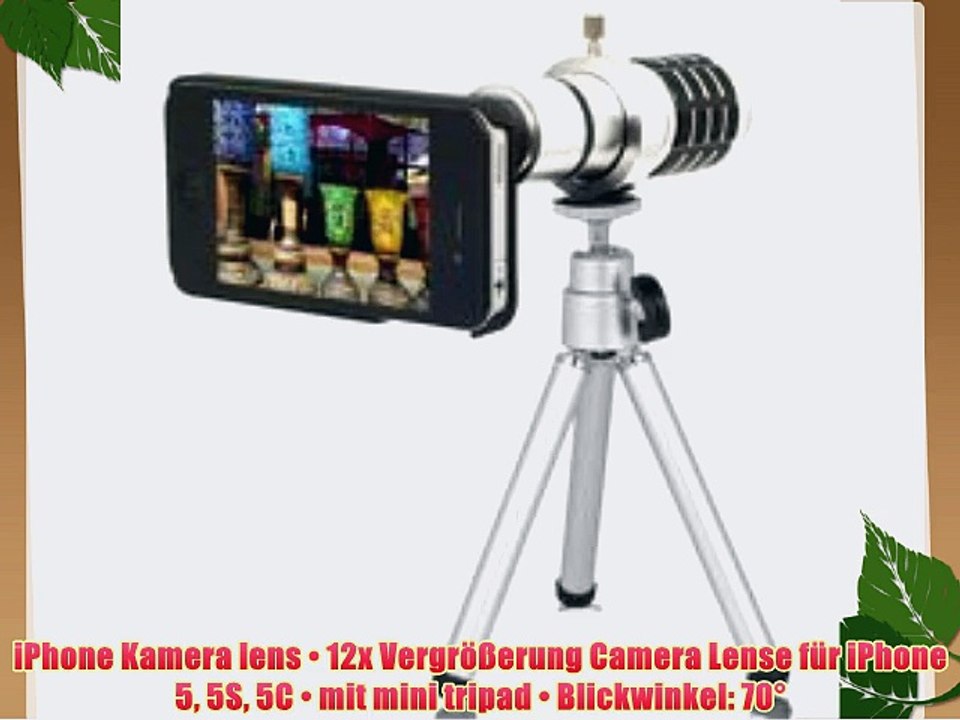 iPhone Kamera lens ? 12x Vergr??erung Camera Lense f?r iPhone 5 5S 5C ? mit mini tripad ? Blickwinkel: