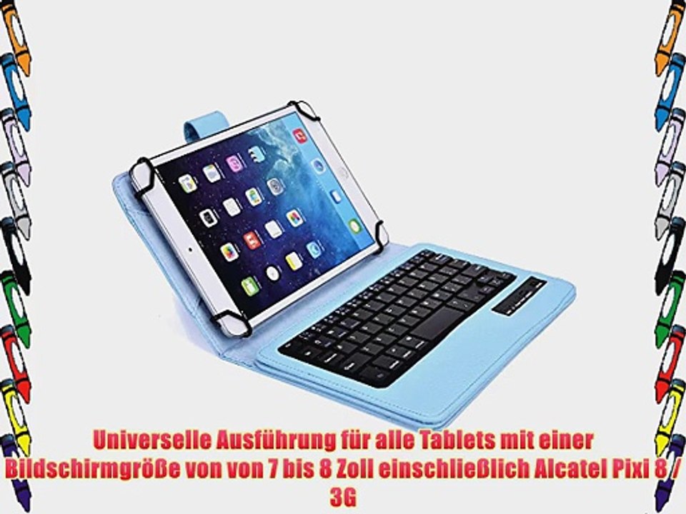 Cooper Cases(TM) Infinite Executive Universal Folio-Tastatur f?r Alcatel Pixi 8 / 3G in Hellblau