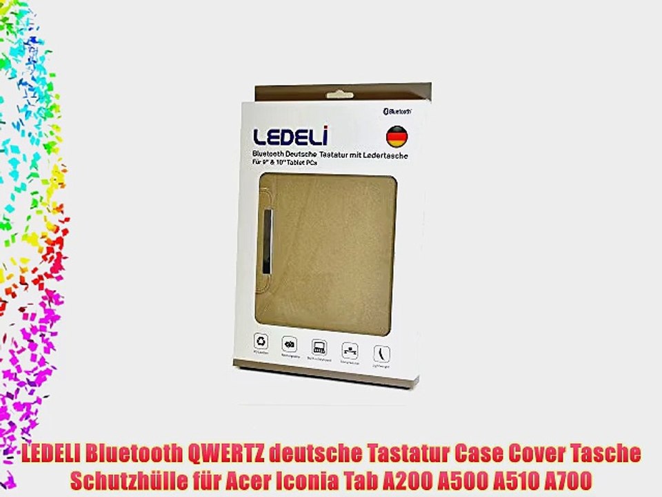 LEDELI Bluetooth QWERTZ deutsche Tastatur Case Cover Tasche Schutzh?lle f?r Acer Iconia Tab