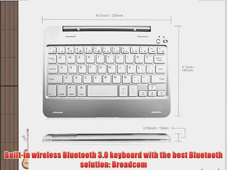 Kamor? Slim Folio Bluetooth Tastatur H?lle Keyboard Case f?r iPad mini Ultra Slim Bluetooth
