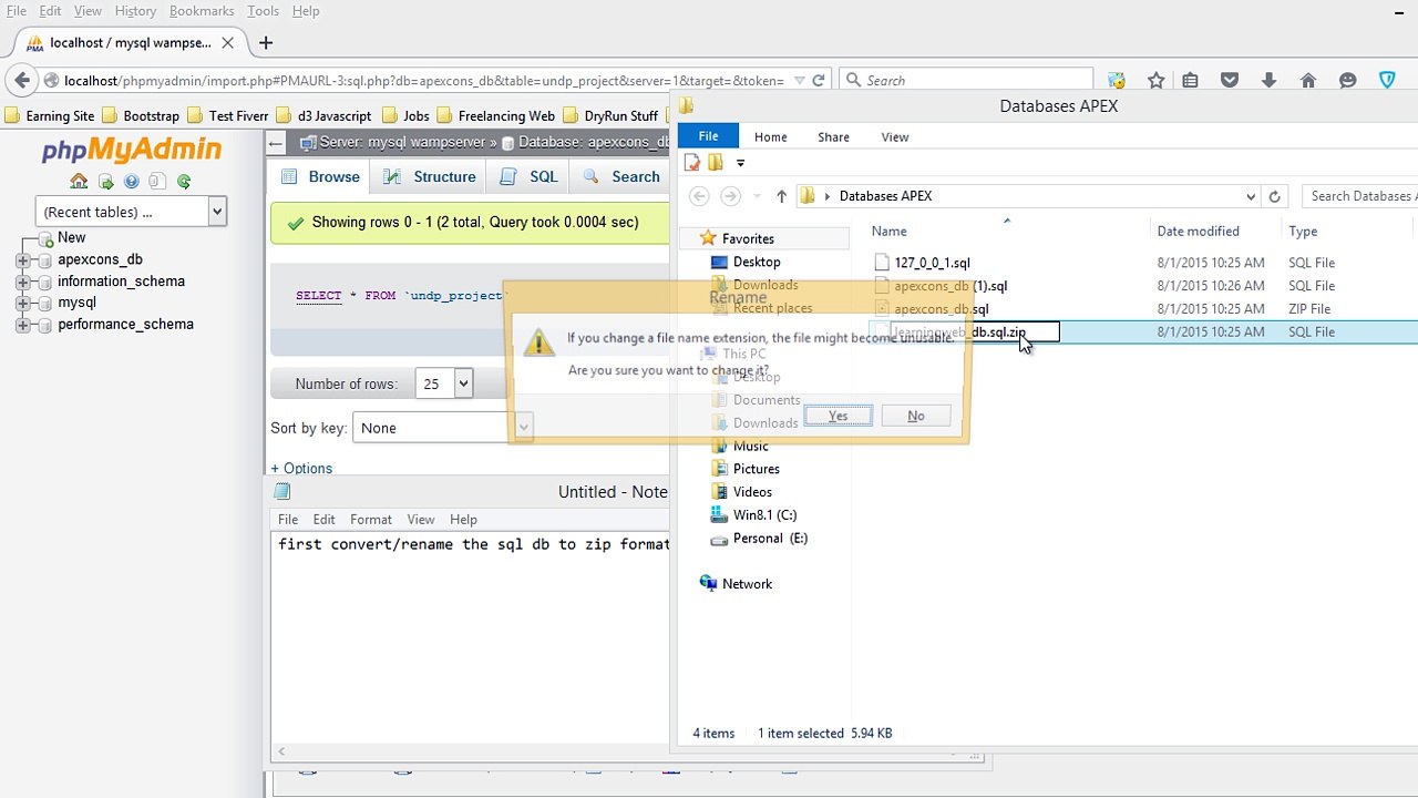 WAMP- How to import sql tables into WAMP Server