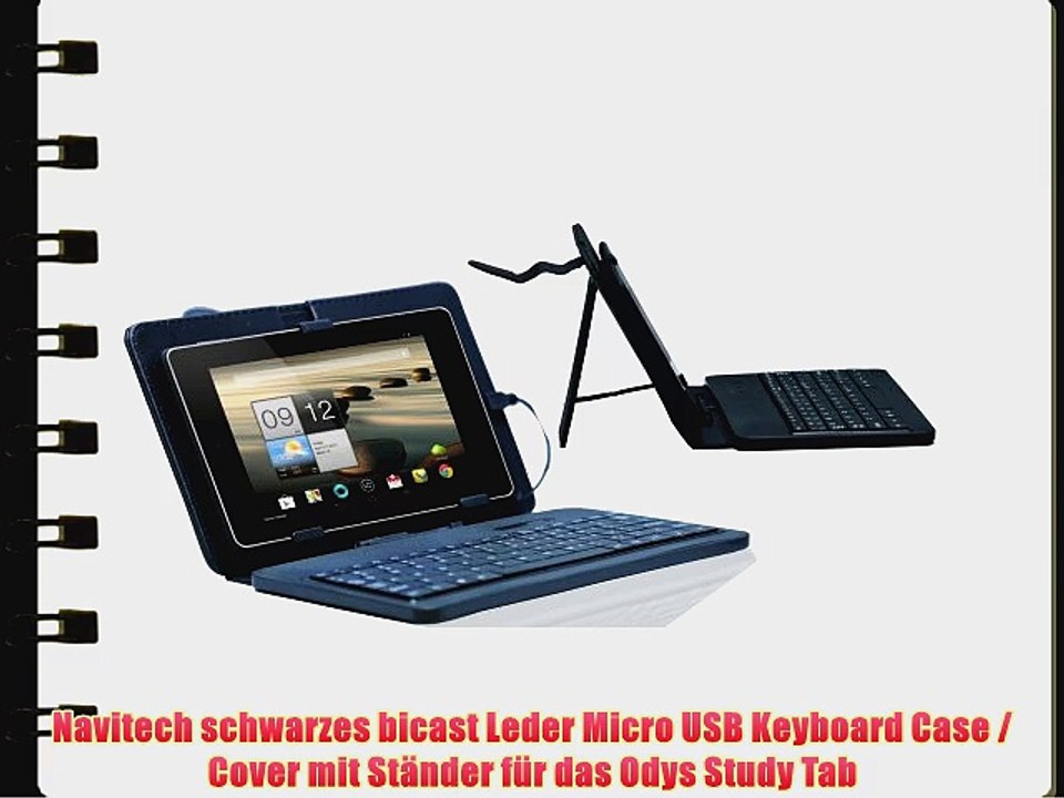 Navitech schwarzes bicast Leder Micro USB Keyboard Case / Cover mit St?nder f?r das Odys Study