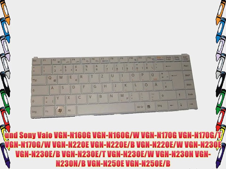vhbw Notebook Laptop Tastatur wei? Layout deutsch (QWERTZ) f?r Sony Vaio VGN-N110G VGN-N120G