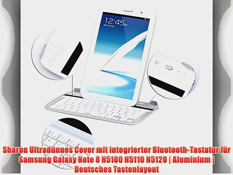 Sharon Ultrad?nnes Cover mit integrierter Bluetooth-Tastatur f?r Samsung Galaxy Note 8 N5100